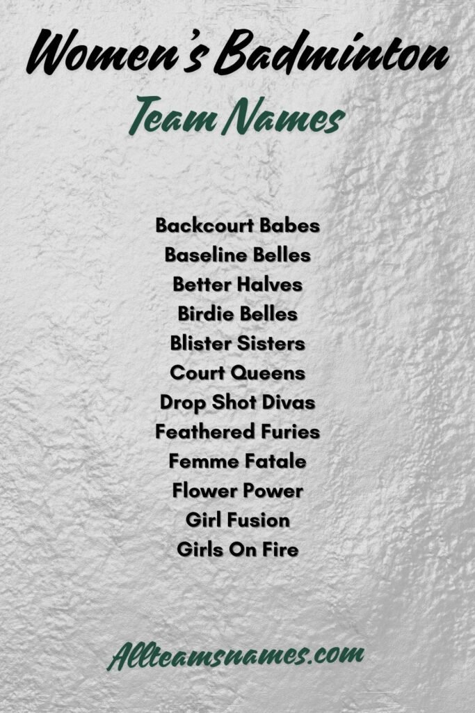 women’s Badminton Team Names