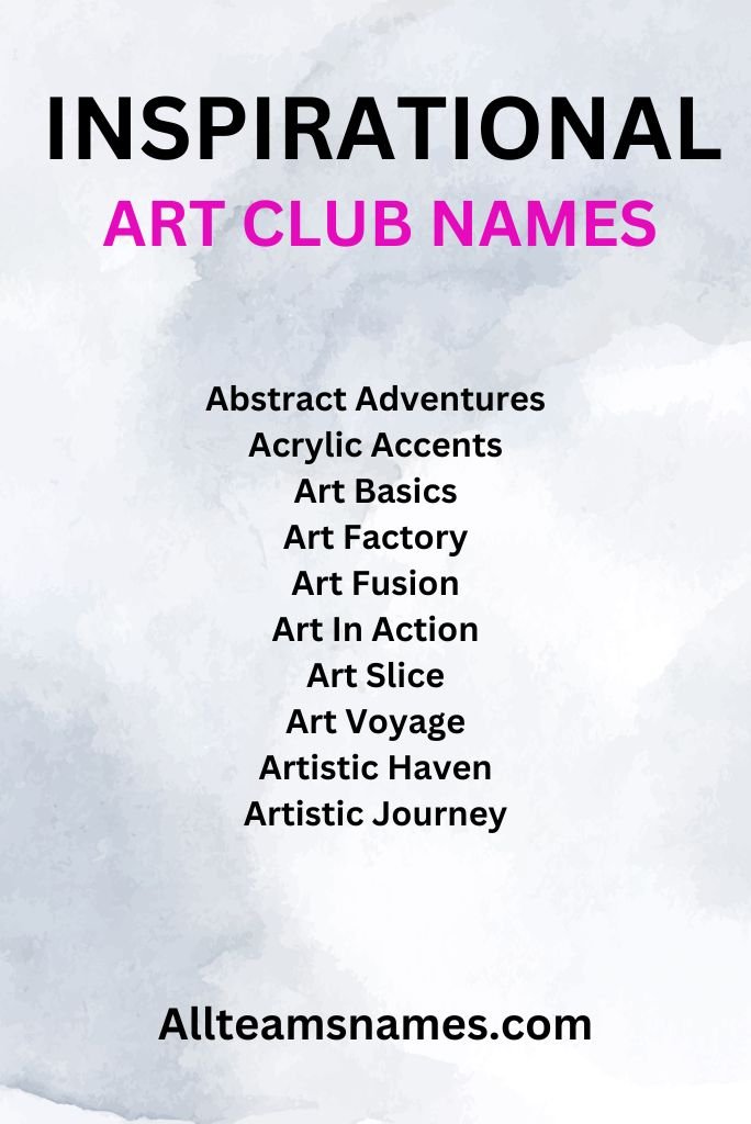 Inspirational Art Club Names