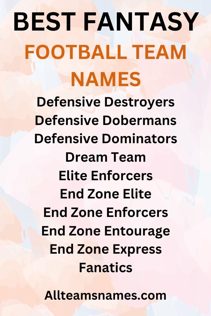 Best Fantasy Football Team Names