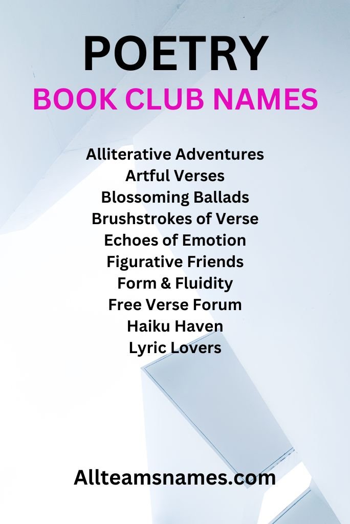 Poetry Book Club Names