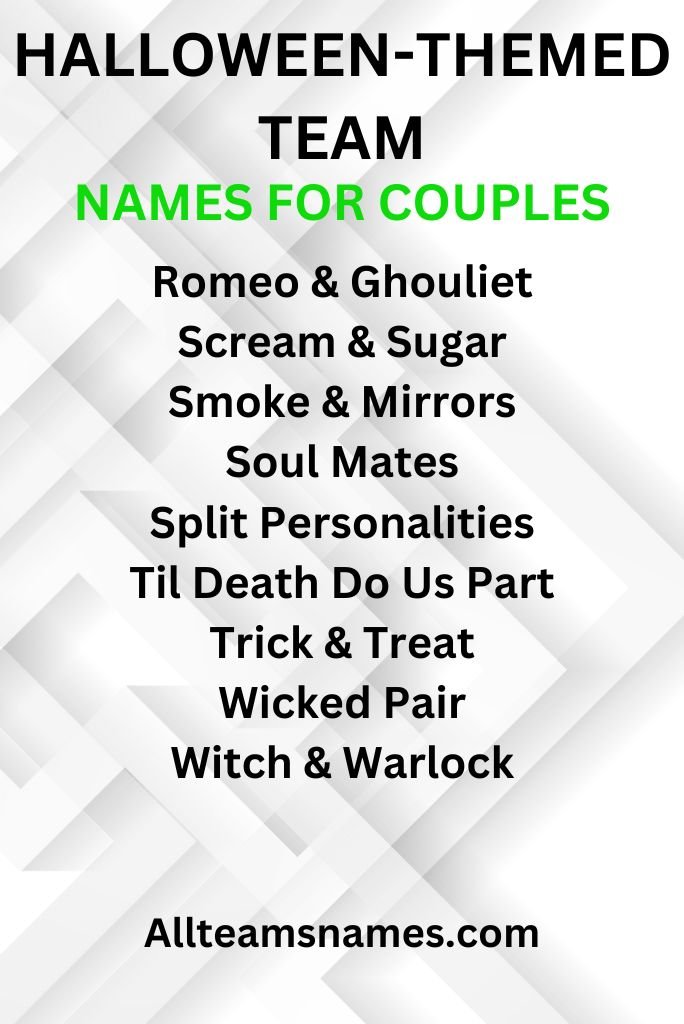 Halloween-themed team Names for Couples