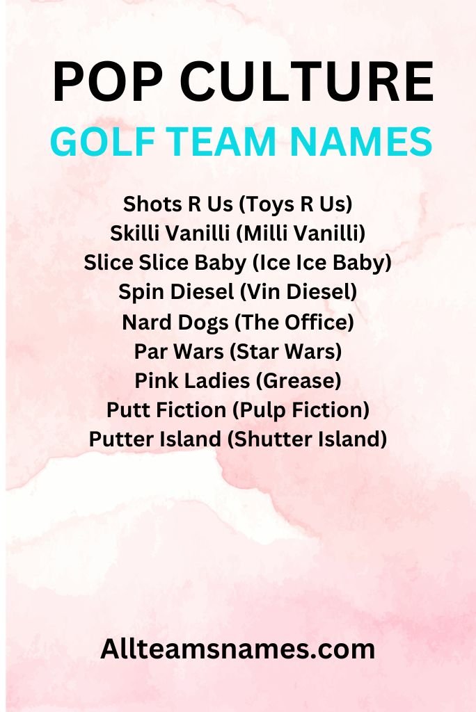 Pop Culture Golf Team Names