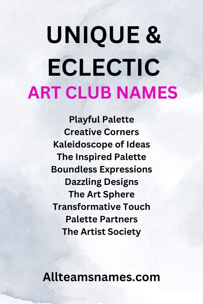 Unique & Eclectic Art Club Names