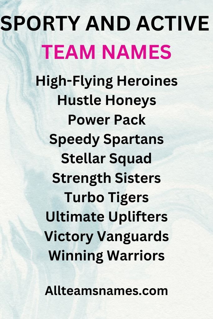 Sporty and Active Team Names