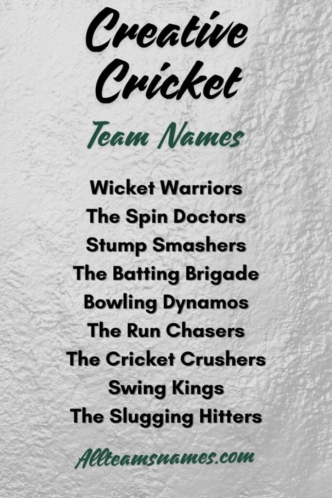 Creative Cricket Team Names