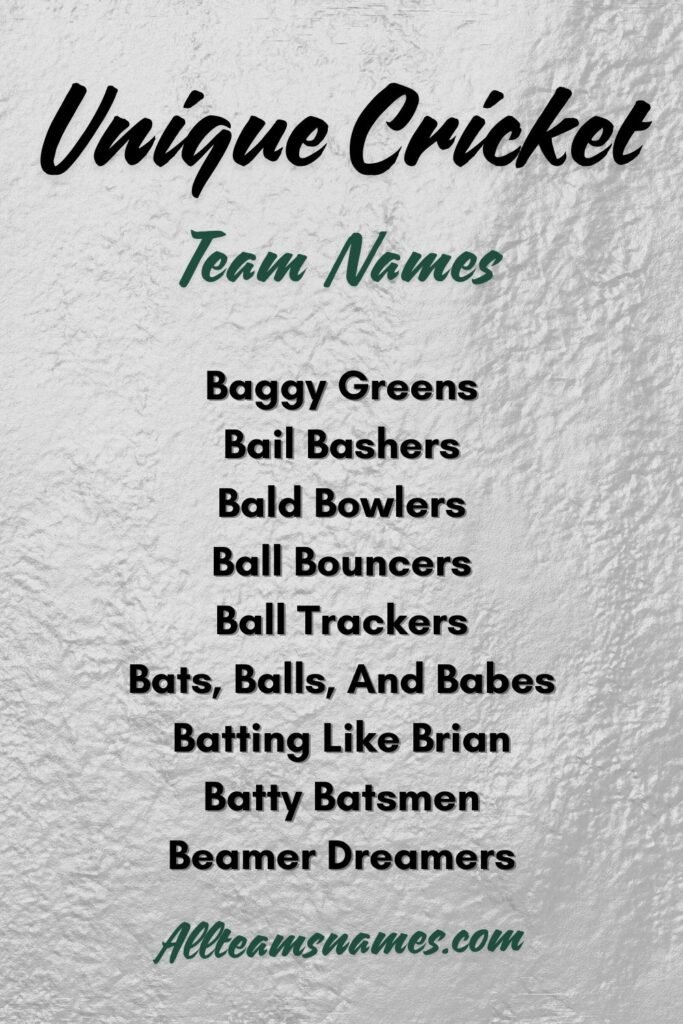 Unique Cricket Team Names