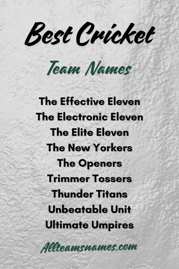 Best Cricket Team Names