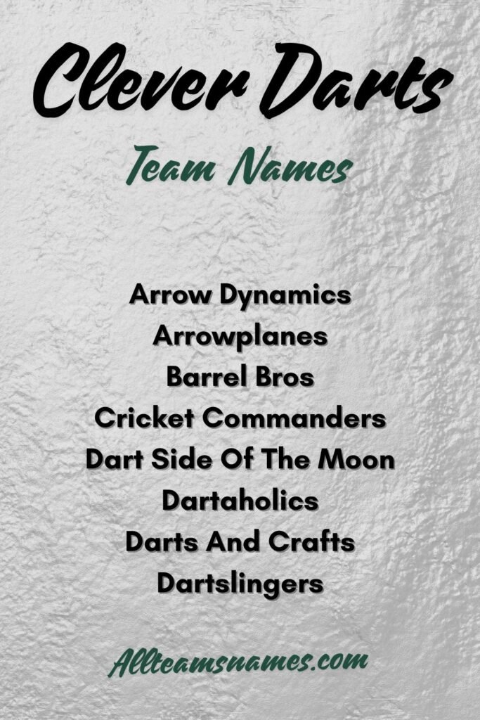 Clever Team Names For Darts