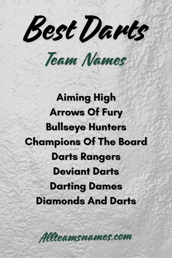 Additional Darts Team Names