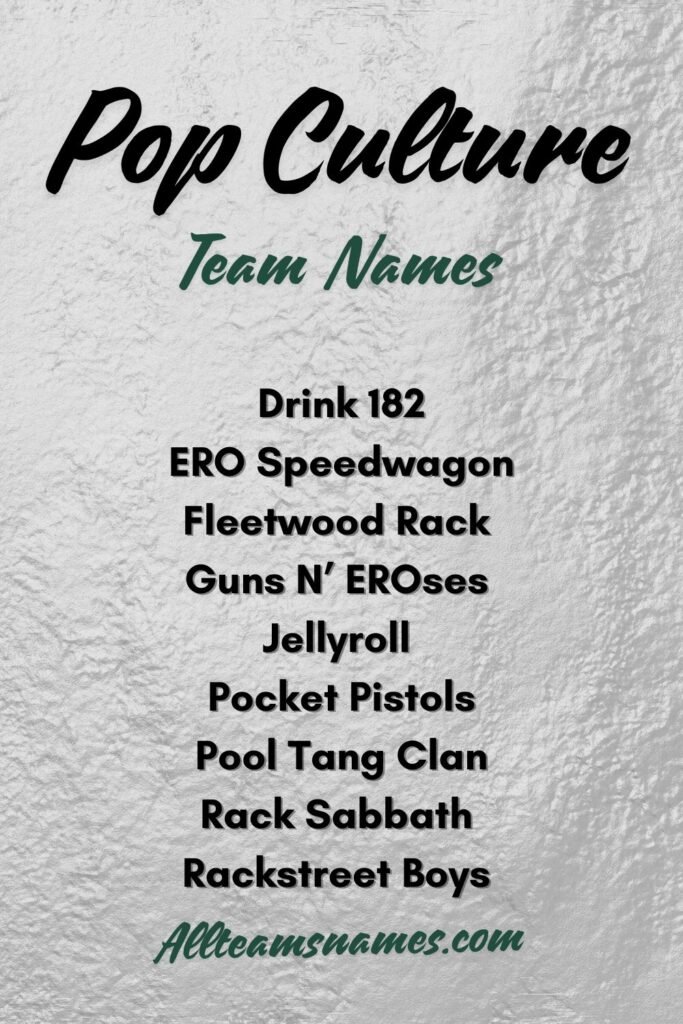 Pop Culture Pool Team Names