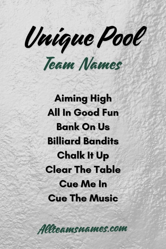 Unique Pool Team Names