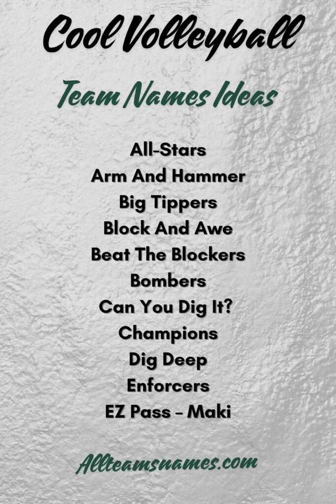 Cool Volleyball Team Names