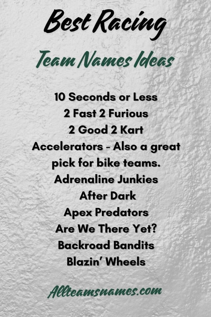 Best Racing Team Names for 2024