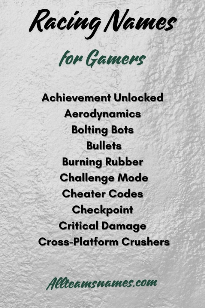 Racing Names for Gamers