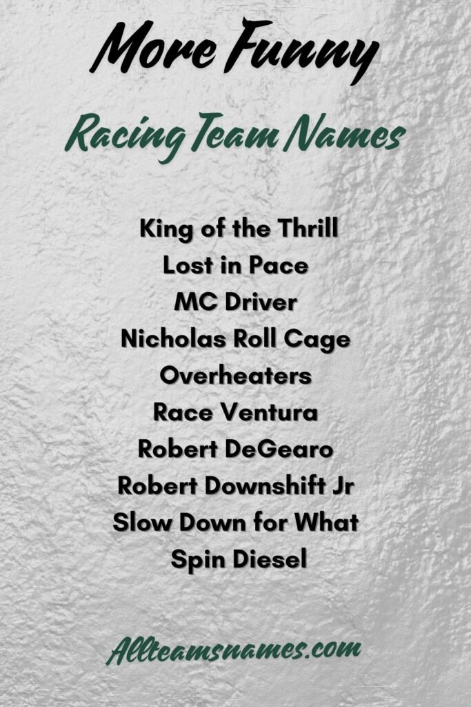 More Funny Racing Team Names for 2024