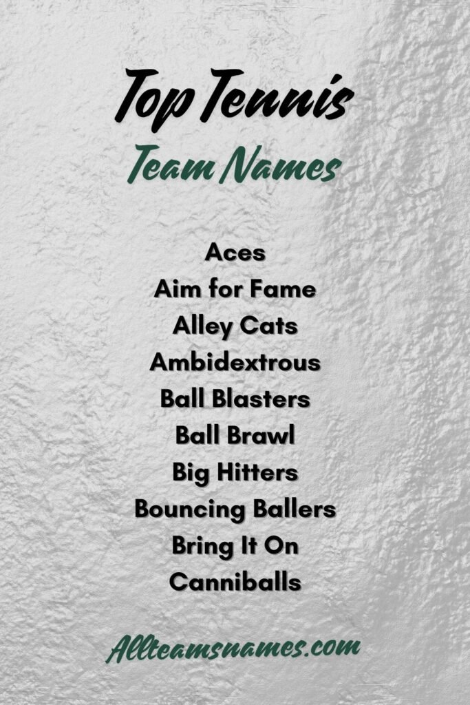 Top Tennis Team Names