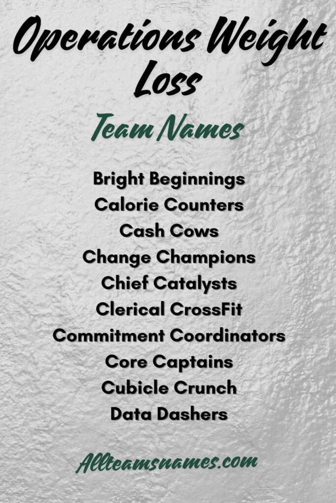 Administrative, Support, and Operations Weight Loss Team Names