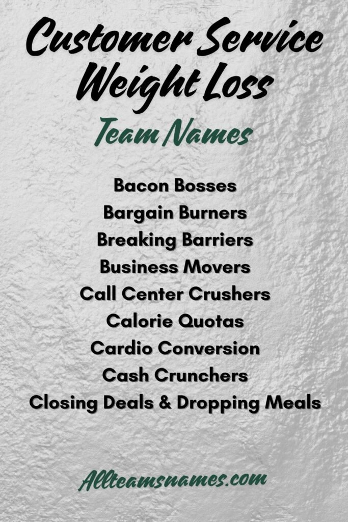 Sales, Marketing, and Customer Service Weight Loss Team Names