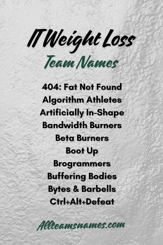 IT, Technical Support, and R&D Weight Loss Team Names