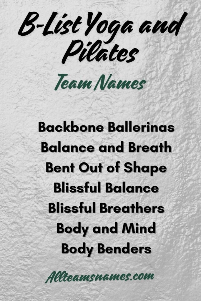 B-List Yoga and Pilates Group Names