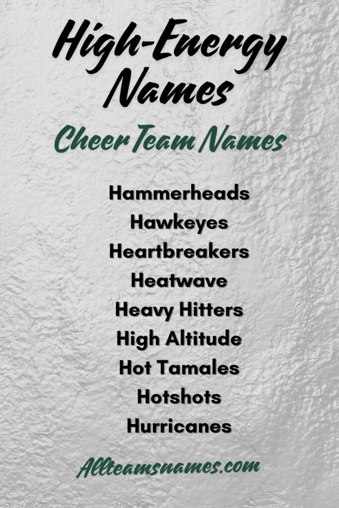  High-Energy Names cheer Teams