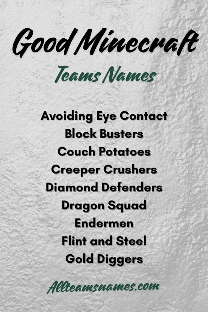 Good Minecraft World Names For Teams