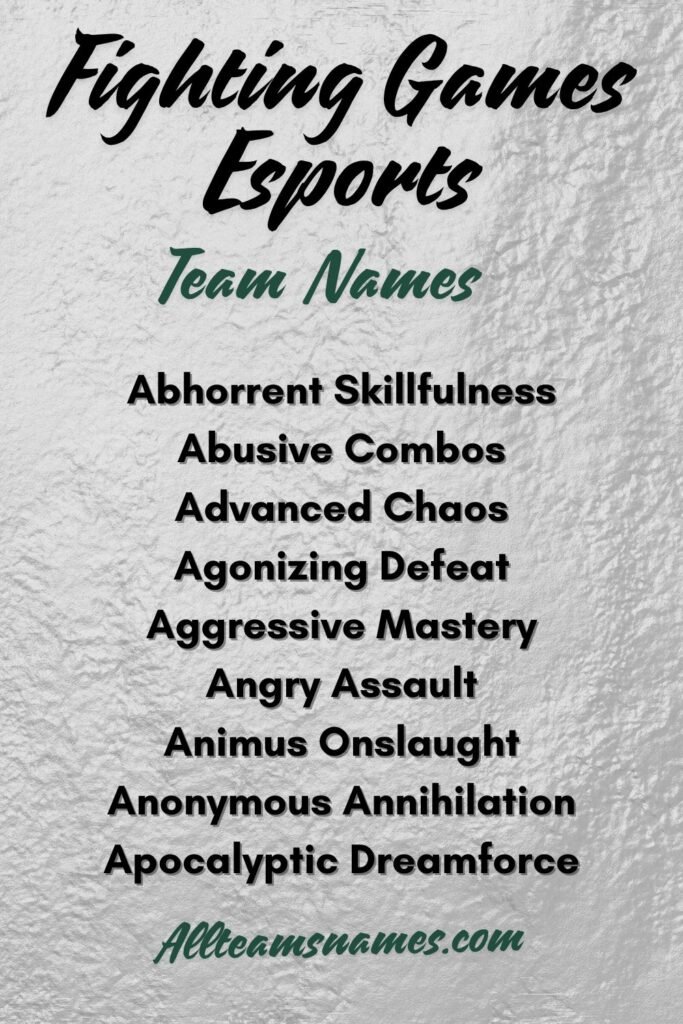 Esports Team Names for Fighting Games