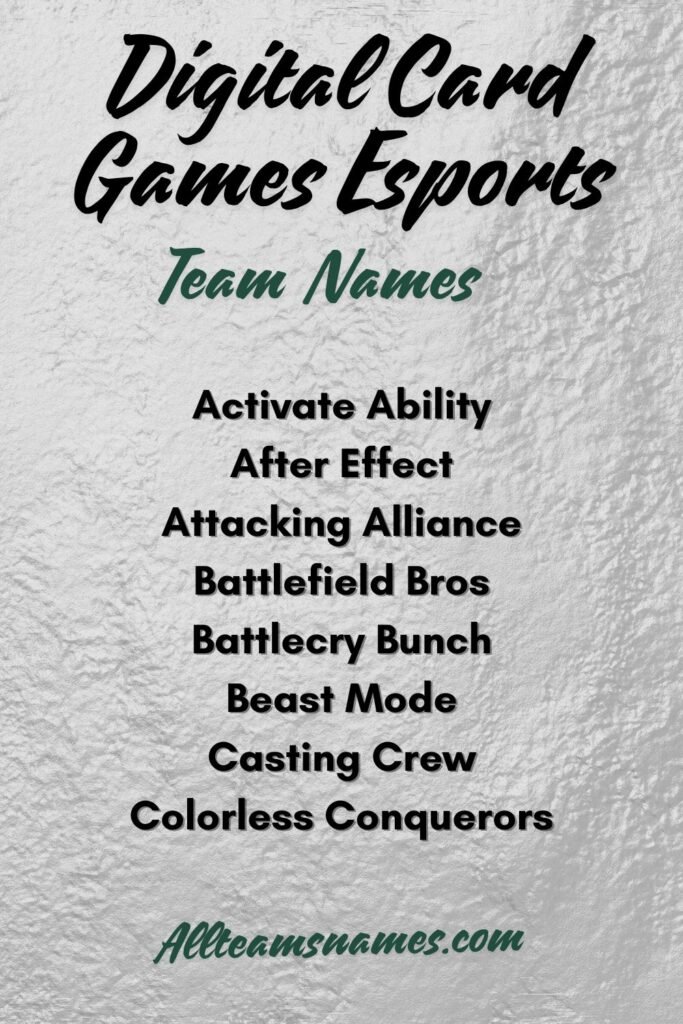 Digital Card Game Esports Team Names