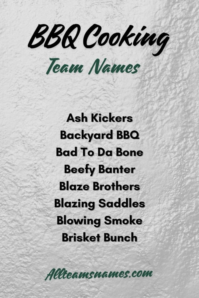 Cook-Off BBQ Team Names by Theme