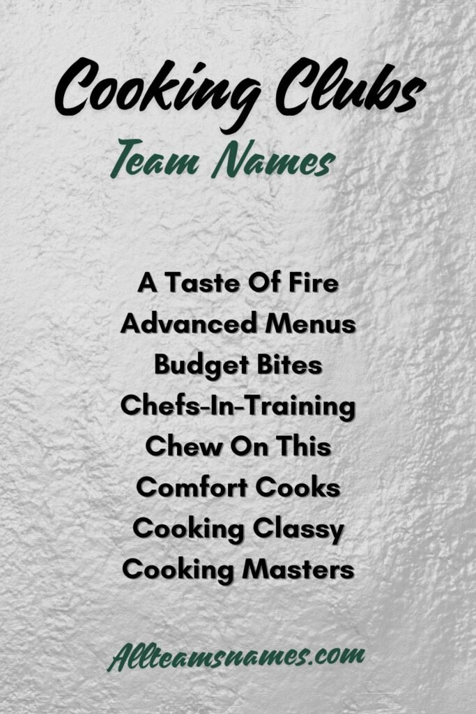 Names for Cooking Clubs