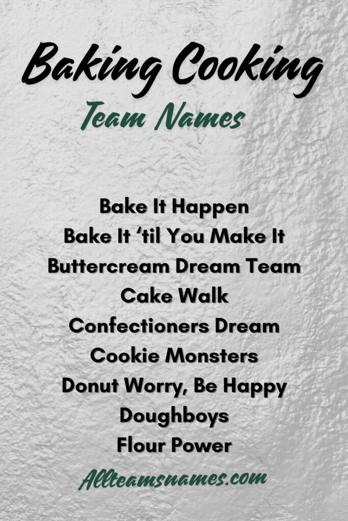 Baking Team Names and Names for Bake-Off Challenges