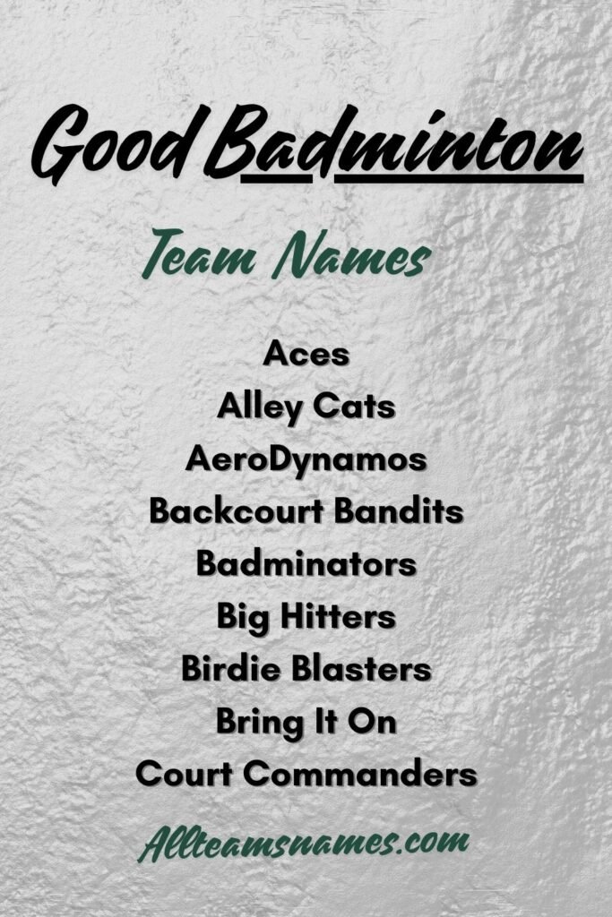 Good Badminton Team Names