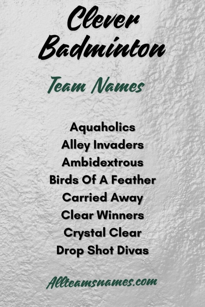 Clever Names For Badminton Teams