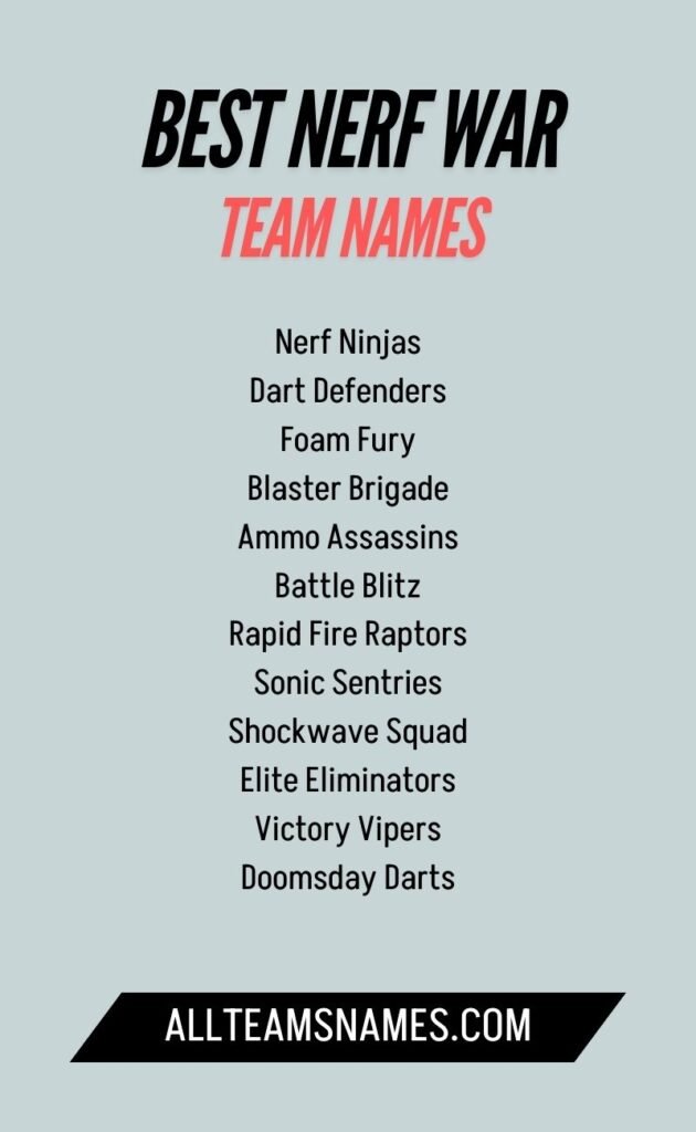 Best Nerf War Team Names
