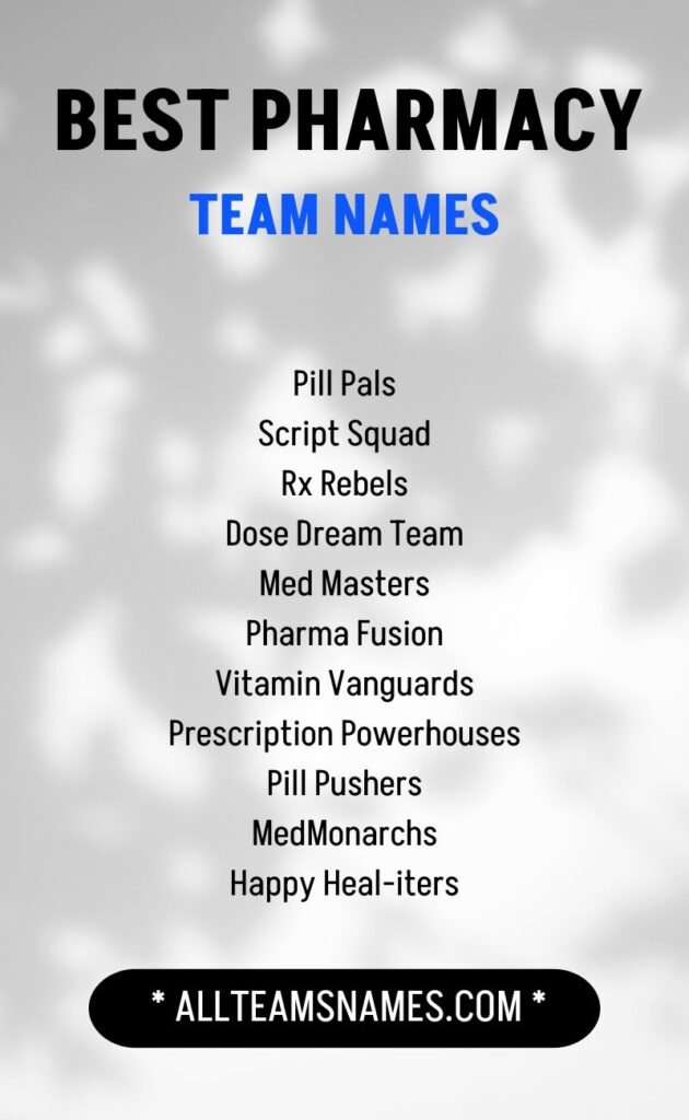 Clever Pharmacy Team Names to Choose From