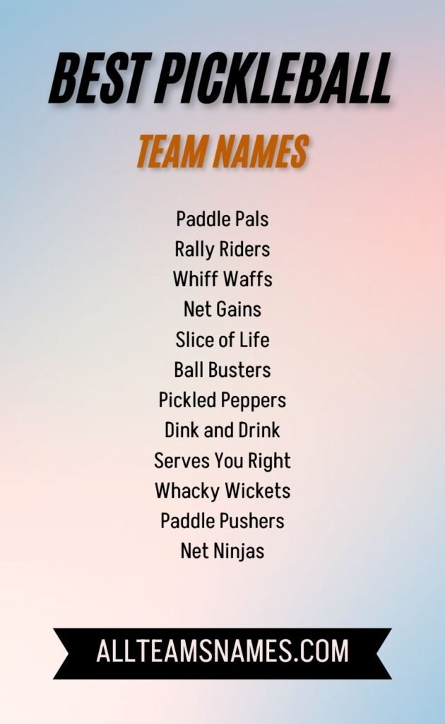 Best Pickleball Team Names