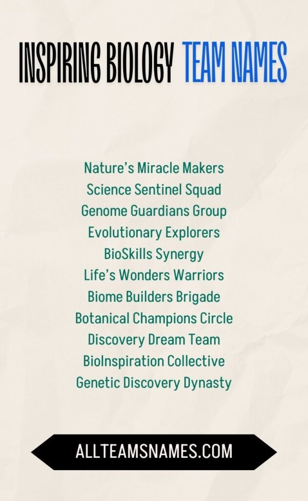 Inspiring Biology Team Names