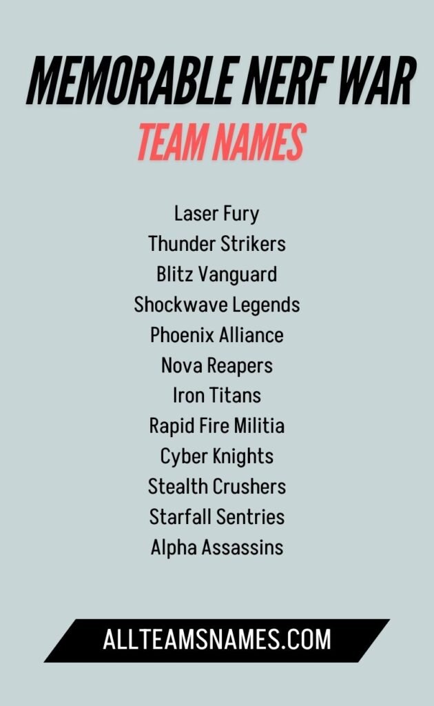 Memorable Nerf War Team Names