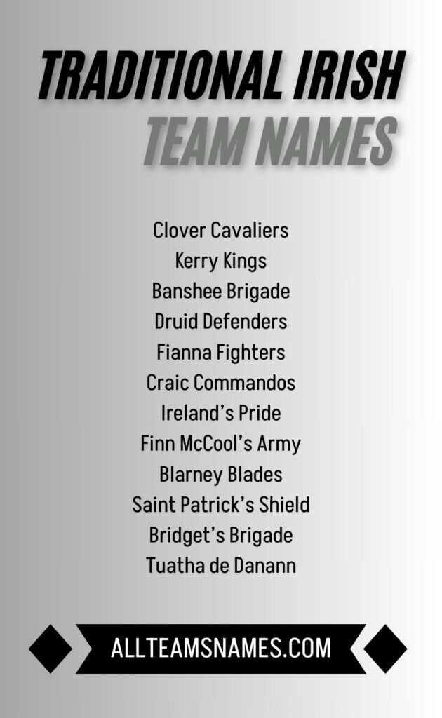 Traditional Irish Team Names