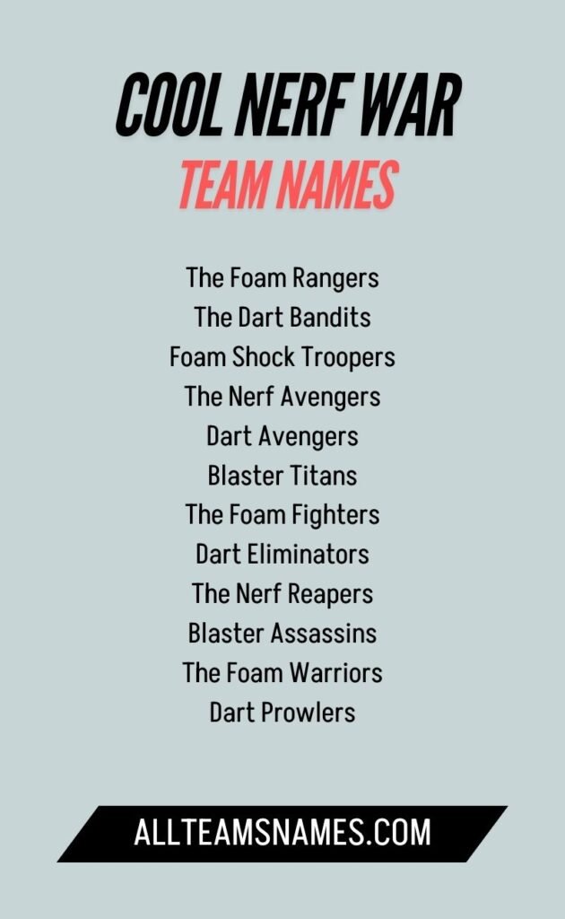Cool Nerf War team names