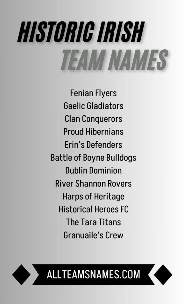 Historic Irish Team Names