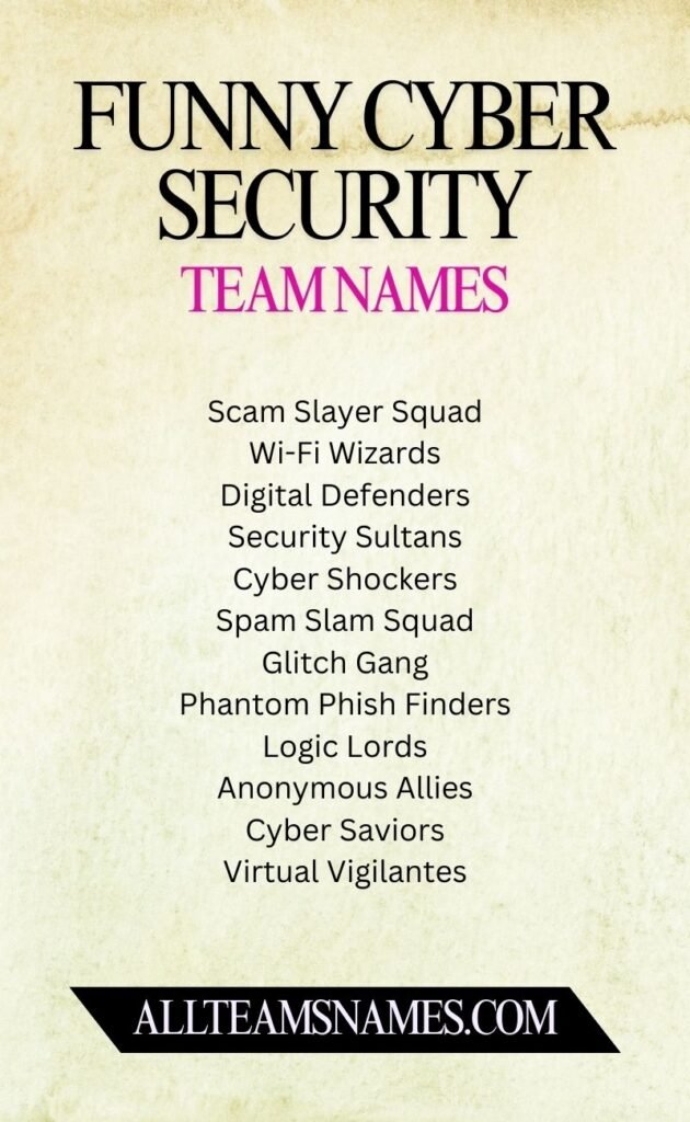 Funny Cyber security team names