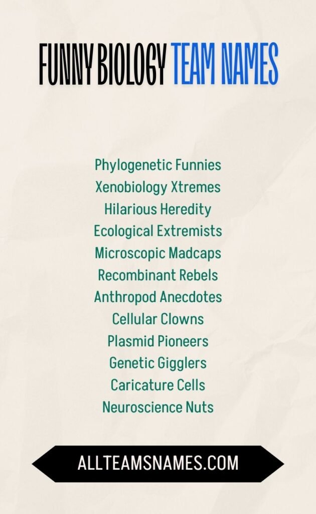 Funny Biology team names