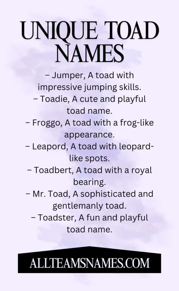 Unique Toad Names