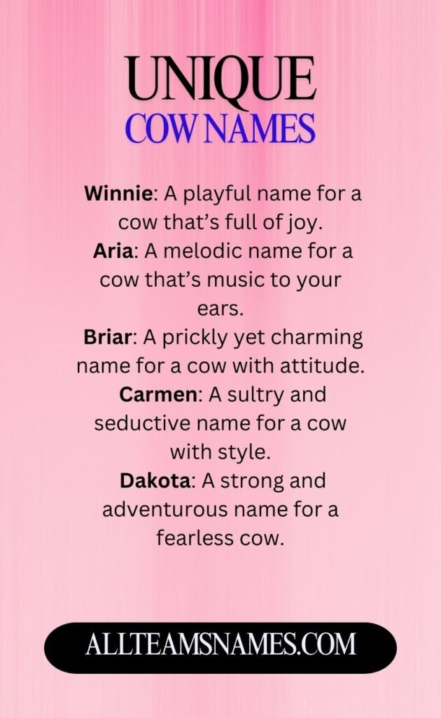 Unique Cow Names