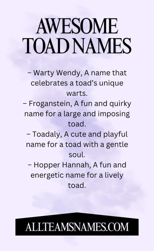 Awesome Toad Names