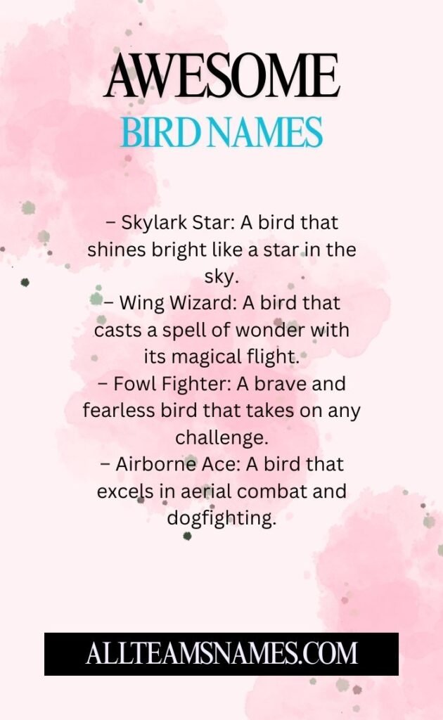 Awesome Bird Names