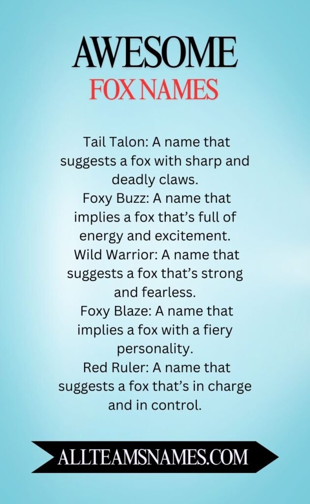 Awesome Fox Names