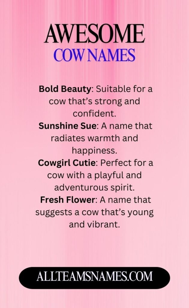 Awesome Cow Names