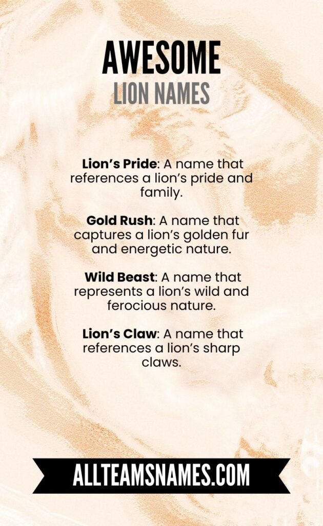 Awesome Lion Names